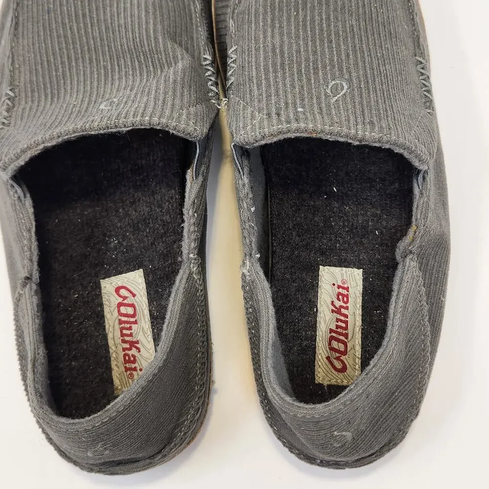 Olukai Moloa Ie Olive Green Courduroy Slippers Men Size 11 Leisure House Shoes